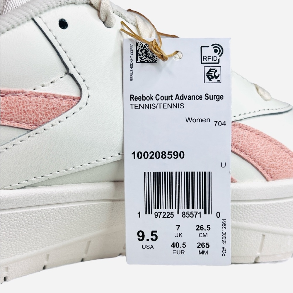 Reebok Court Advance Surge White/Pink Tennis Shoes Athletic Womens Size 9.5 - Picture 15 of 16